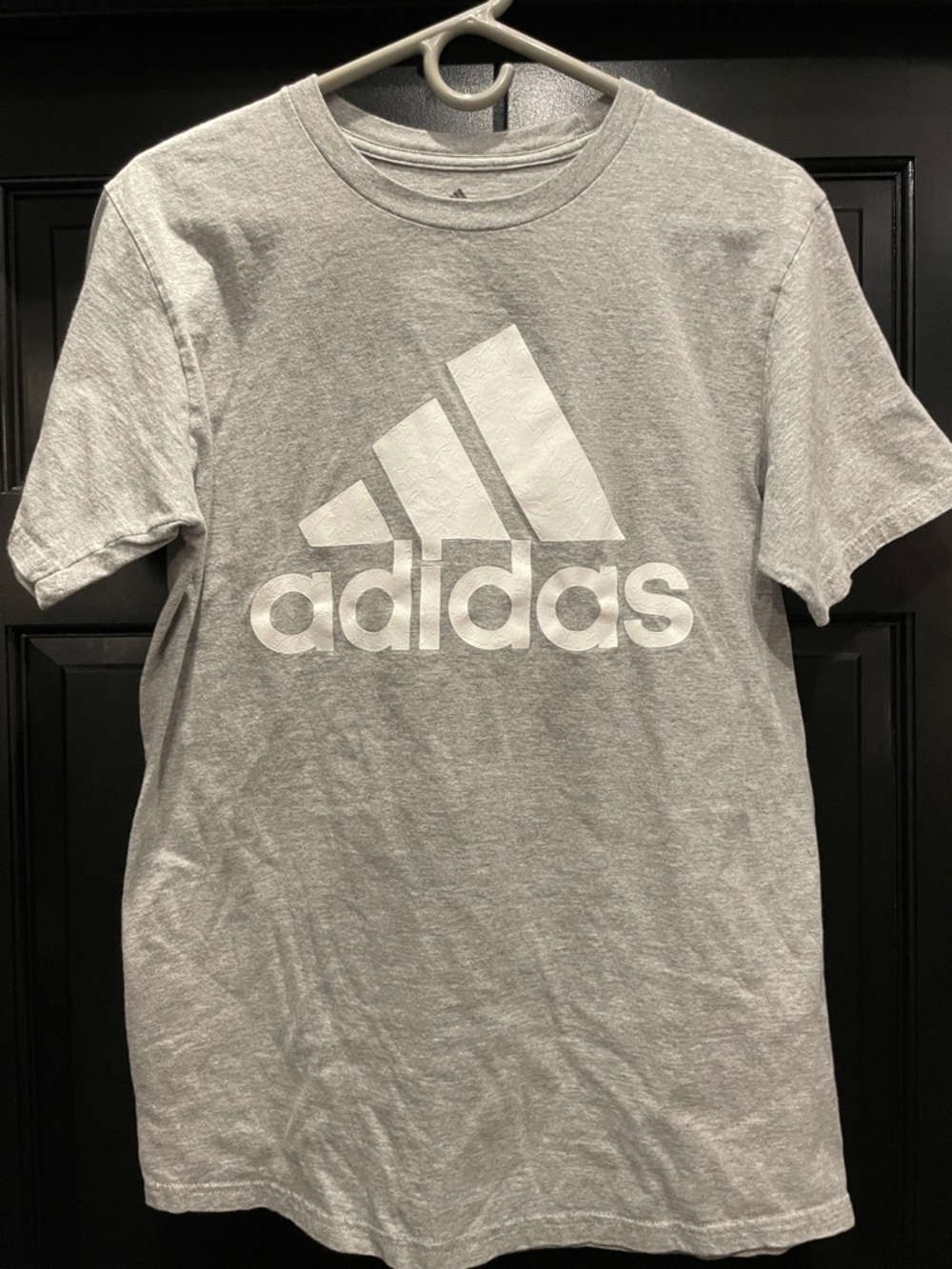 adidas Gray Tee with White Trefoil-Style Logo
